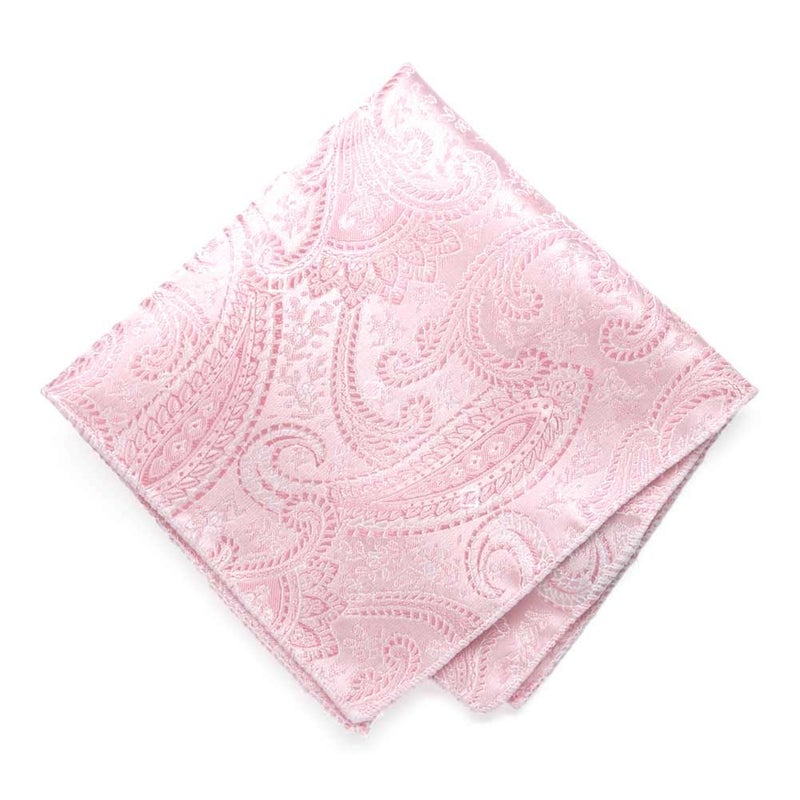 tiemart Pattern Pocket Square (Pale Pink Clara Paisley) - Image 1